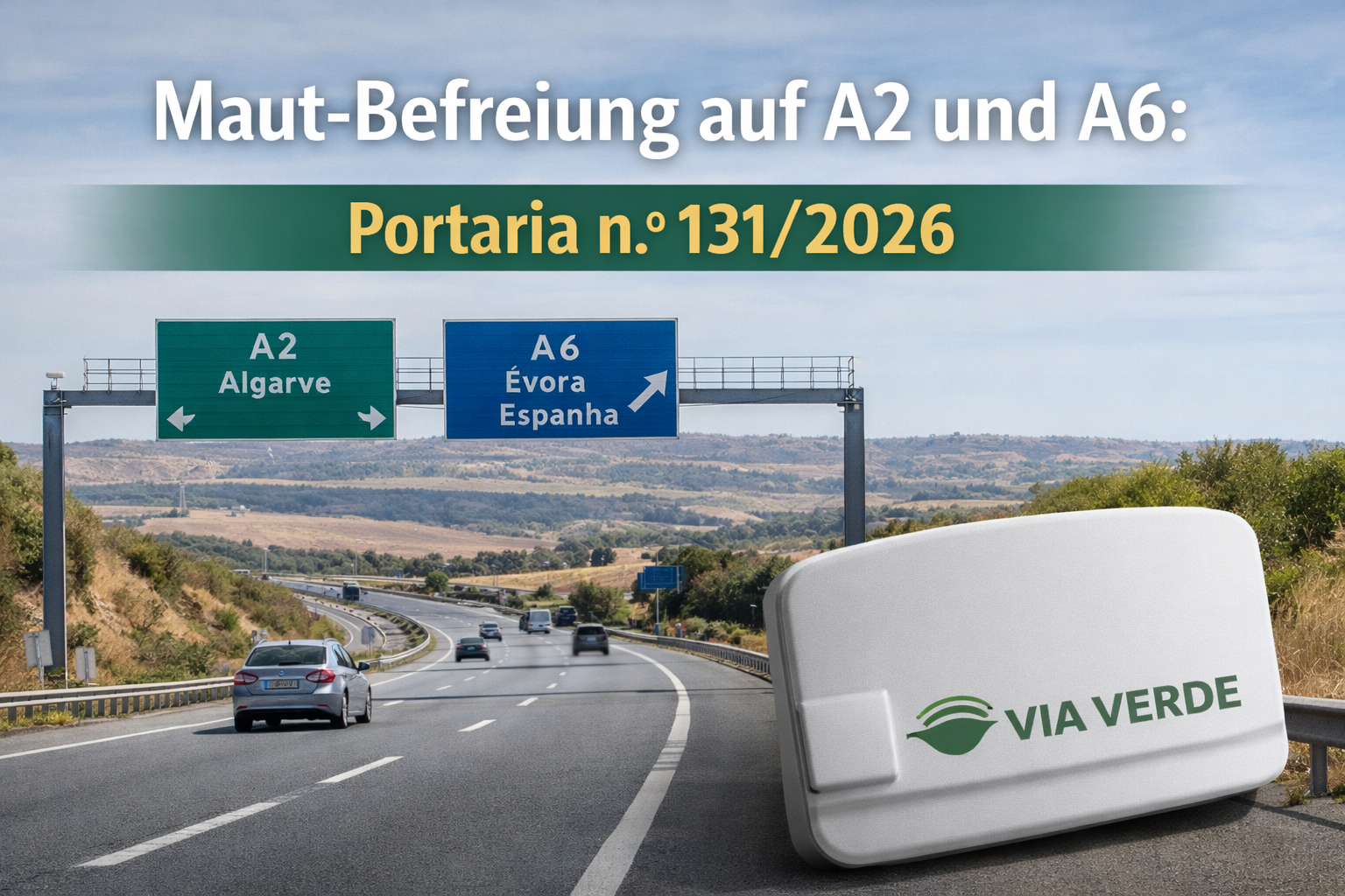 Autobahnabschnitt A2 und A6 mit Hinweis auf ViaVerde und der Mautbefreiung - KI generiert